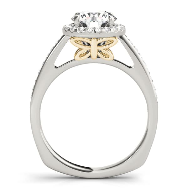 Halo Round Engagement Ring, style 84289, Side view in yellow gold
