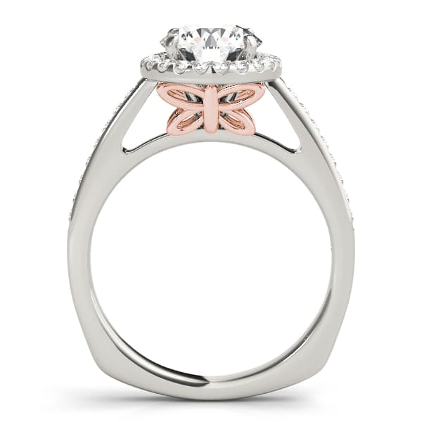 Halo Round Engagement Ring, style 84289, Side view in rose gold