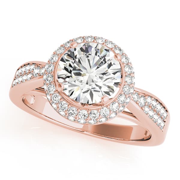 Halo Round Engagement Ring, style 84290, Front view in rose gold