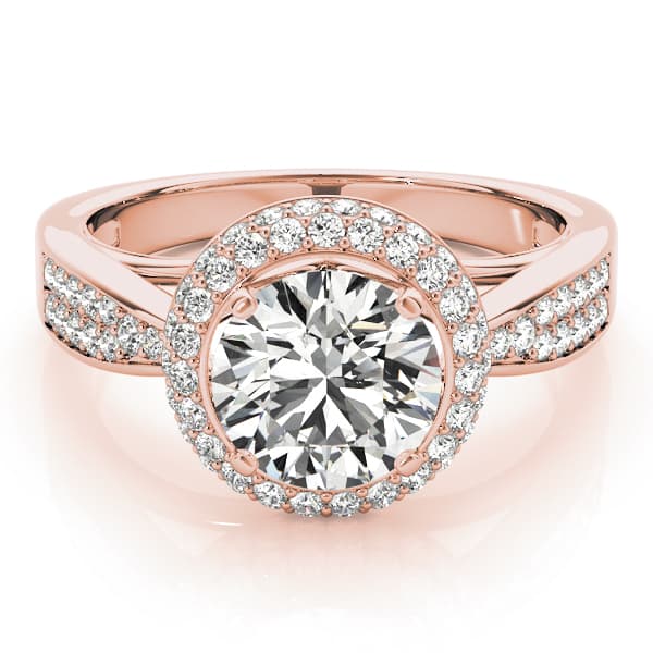 Halo Round Engagement Ring, style 84290, On hand view in rose gold