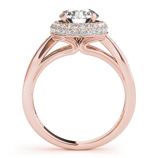 Halo Round Engagement Ring, style 84290, Side view in rose gold