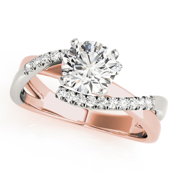 Bypass Twisted Engagement Ring, style 84291, Front view in rose gold