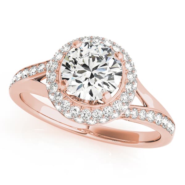 Halo Round Engagement Ring, style 84292, Front view in rose gold