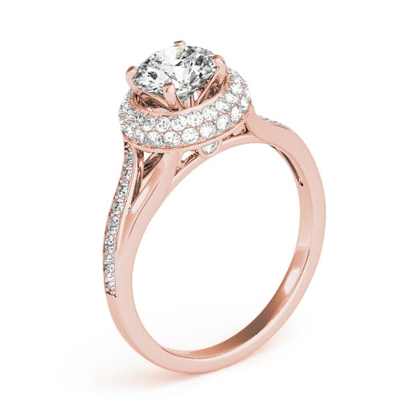 Halo Round Engagement Ring, style 84292, Angle view in rose gold