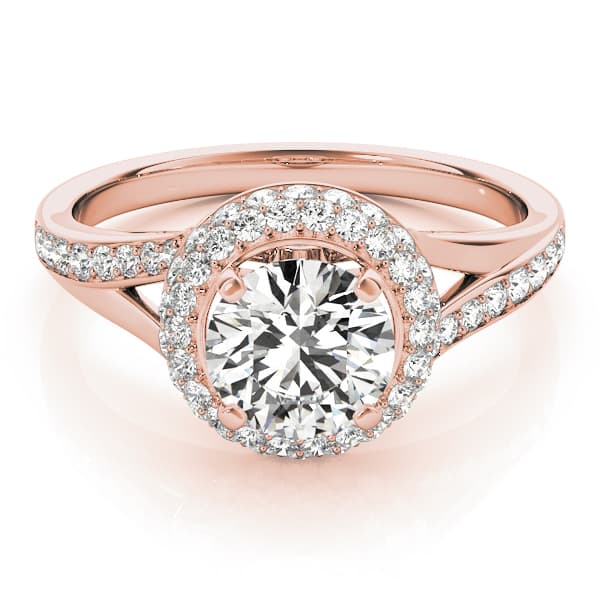 Halo Round Engagement Ring, style 84292, On hand view in rose gold