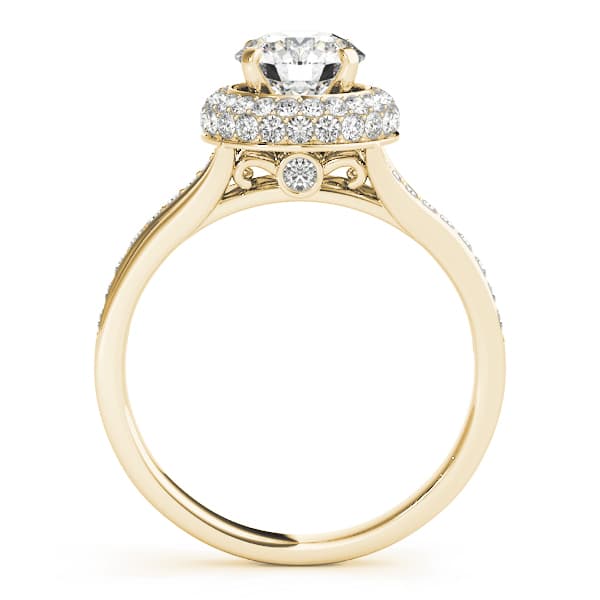 Halo Round Engagement Ring, style 84292, Side view in yellow gold