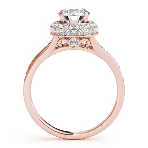 Halo Round Engagement Ring, style 84292, Side view in rose gold