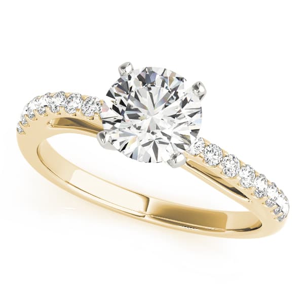 Single Row Prong Engagement Ring, style 84294, Front view in yellow gold