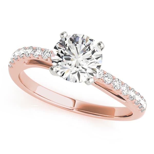 Single Row Prong Engagement Ring, style 84294, Front view in rose gold