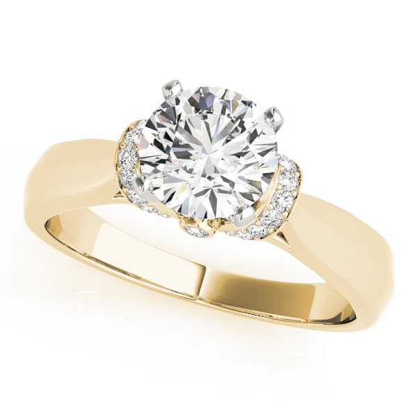 Accented Solitaire Engagement Ring, style 84295, Front view in yellow gold