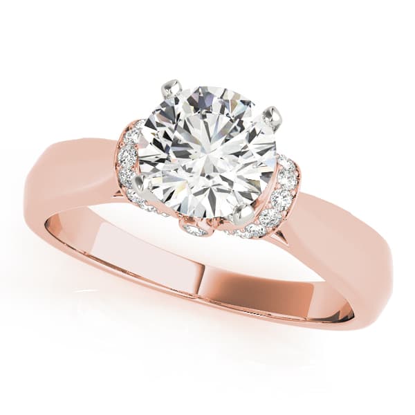 Accented Solitaire Engagement Ring, style 84295, Front view in rose gold