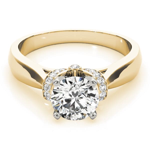 Accented Solitaire Engagement Ring, style 84295, On hand view in yellow gold
