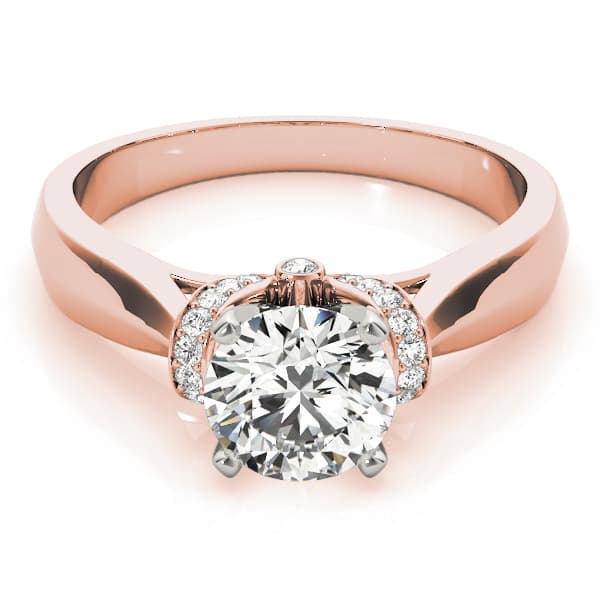 Accented Solitaire Engagement Ring, style 84295, On hand view in rose gold