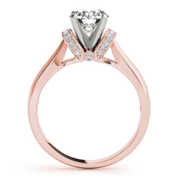 Accented Solitaire Engagement Ring, style 84295, Side view in rose gold