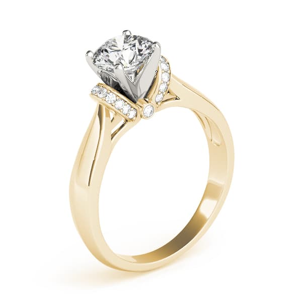 Accented Solitaire Engagement Ring, style 84295, Top view in yellow gold