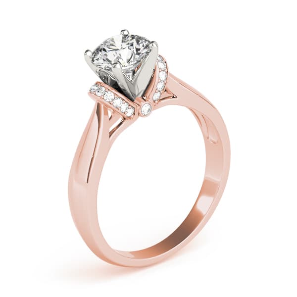 Accented Solitaire Engagement Ring, style 84295, Top view in rose gold