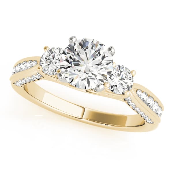3-Stone Single Row Engagement Ring, style 84296, Front view in yellow gold