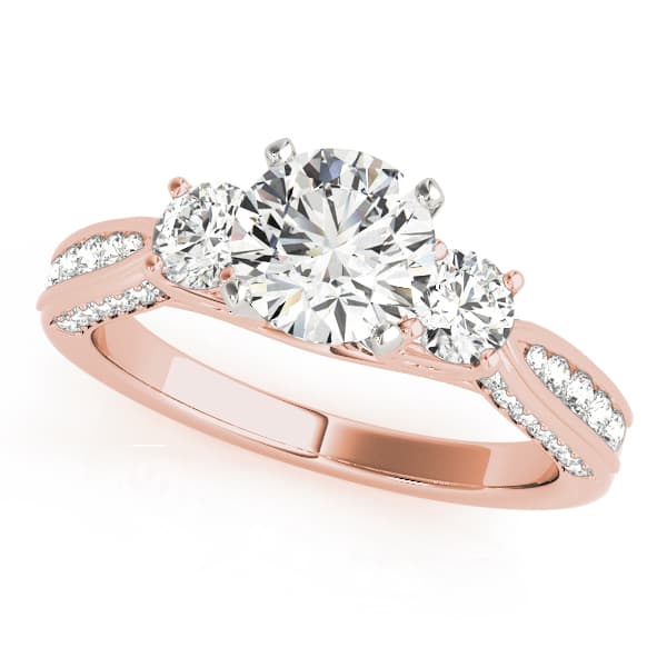 3-Stone Single Row Engagement Ring, style 84296, Front view in rose gold