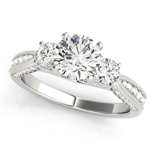 3-Stone Single Row Engagement Ring — style 84296 in 10k White Gold