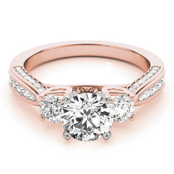3-Stone Single Row Engagement Ring, style 84296, On hand view in rose gold