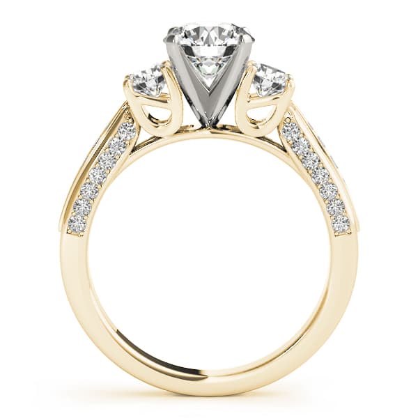 3-Stone Single Row Engagement Ring, style 84296, Side view in yellow gold
