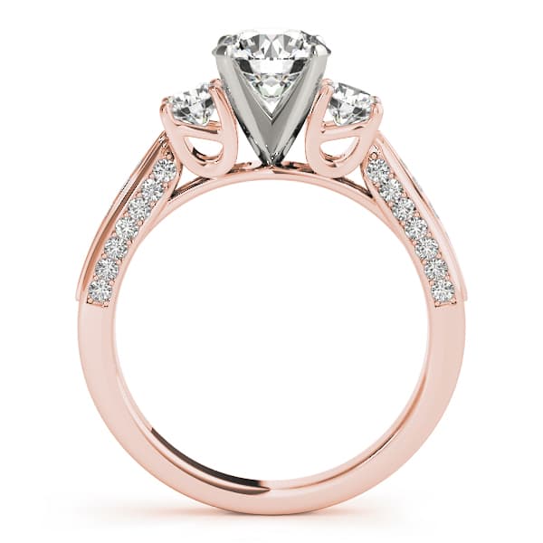 3-Stone Single Row Engagement Ring, style 84296, Side view in rose gold