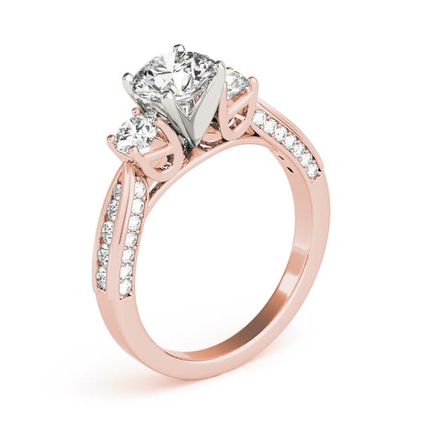 3-Stone Single Row Engagement Ring, style 84296, Top view in rose gold