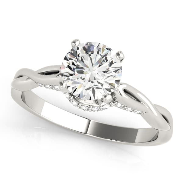 Solitaire Hidden Halo Twisted Engagement Ring — style 84300 in 10k White Gold