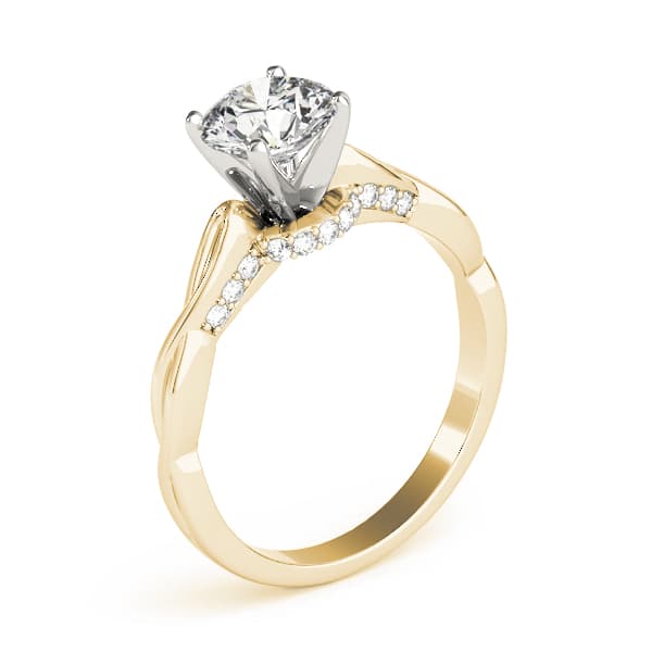 Solitaire Hidden Halo Twisted Engagement Ring, style 84300, Top view in yellow gold