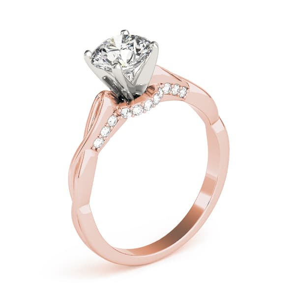 Solitaire Hidden Halo Twisted Engagement Ring, style 84300, Top view in rose gold