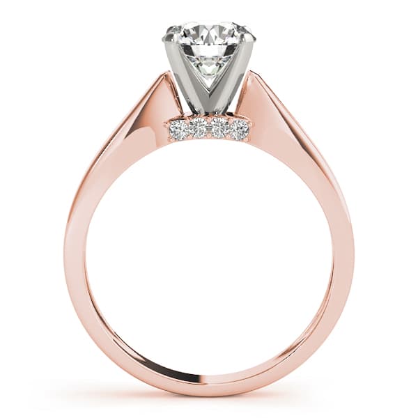 Solitaire Hidden Halo Engagement Ring, style 84301, Side view in rose gold