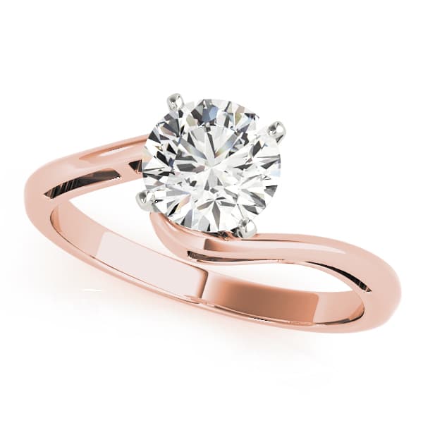 Bypass Solitaire Engagement Ring, style 84303, Front view in rose gold
