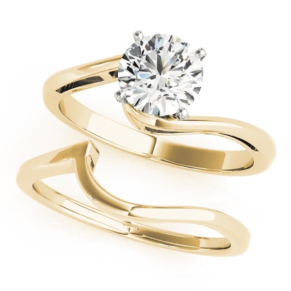 Bypass Solitaire Engagement Ring, style 84303, On hand view in yellow gold