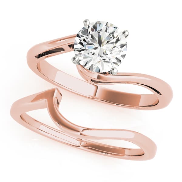 Bypass Solitaire Engagement Ring, style 84303, On hand view in rose gold