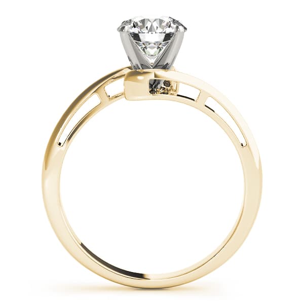Bypass Solitaire Engagement Ring, style 84303, Side view in yellow gold