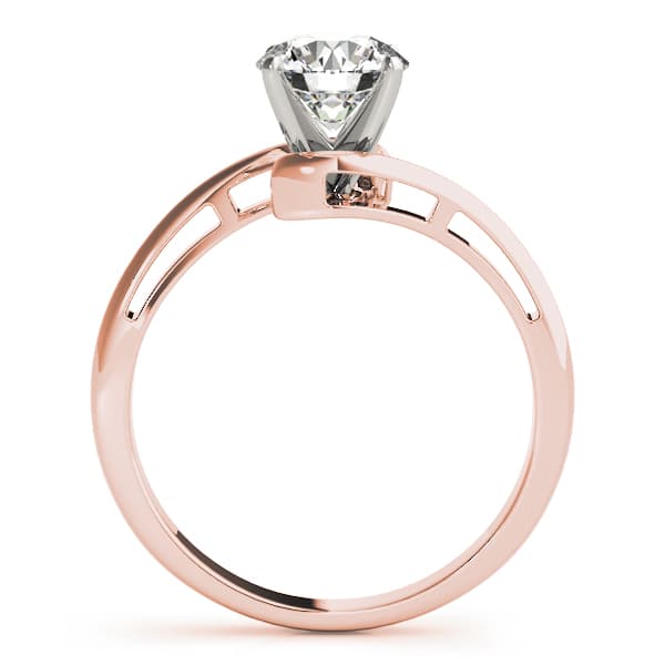Bypass Solitaire Engagement Ring, style 84303, Side view in rose gold