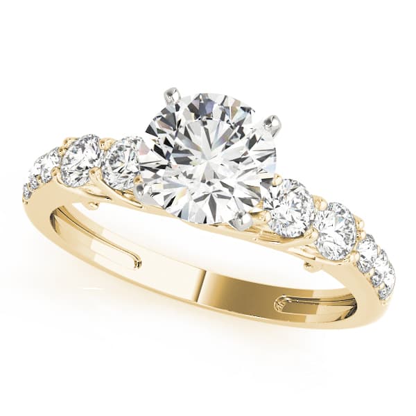 Single Row Prong Engagement Ring, style 84304, Front view in yellow gold