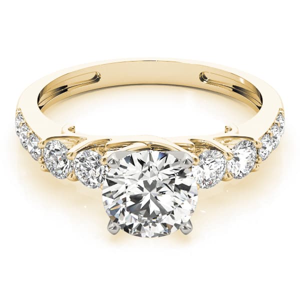 Single Row Prong Engagement Ring, style 84304, On hand view in yellow gold