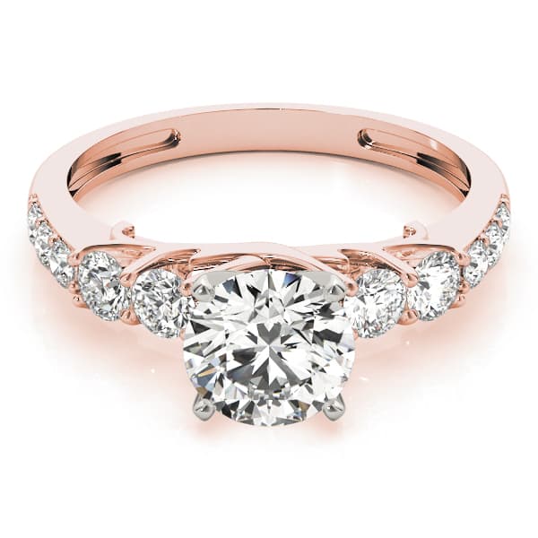 Single Row Prong Engagement Ring, style 84304, On hand view in rose gold