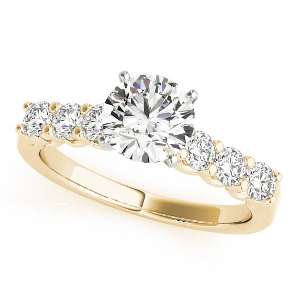Single Row U-Prong Engagement Ring, style 84305, Front view in yellow gold