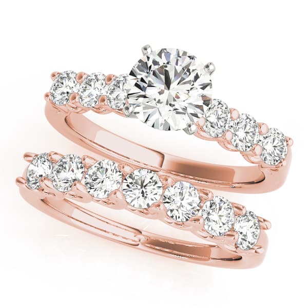 Single Row U-Prong Engagement Ring, style 84305, On hand view in rose gold