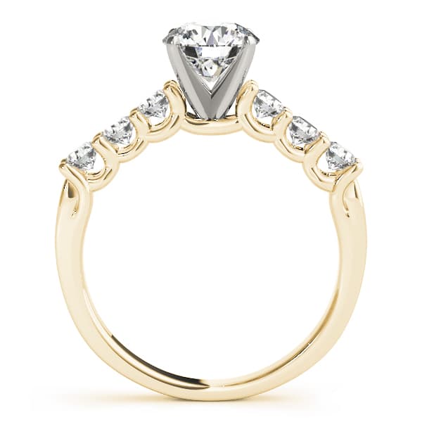 Single Row U-Prong Engagement Ring, style 84305, Side view in yellow gold