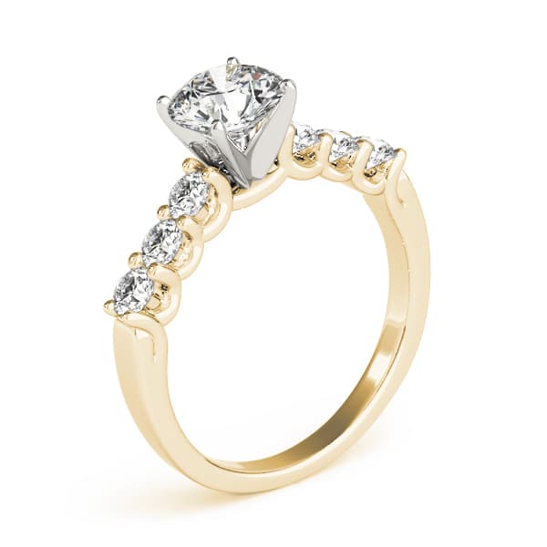 Single Row U-Prong Engagement Ring, style 84305, Top view in yellow gold