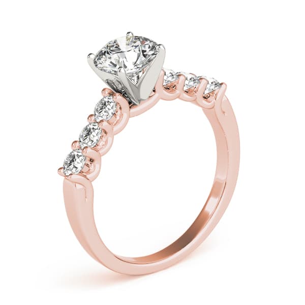 Single Row U-Prong Engagement Ring, style 84305, Top view in rose gold