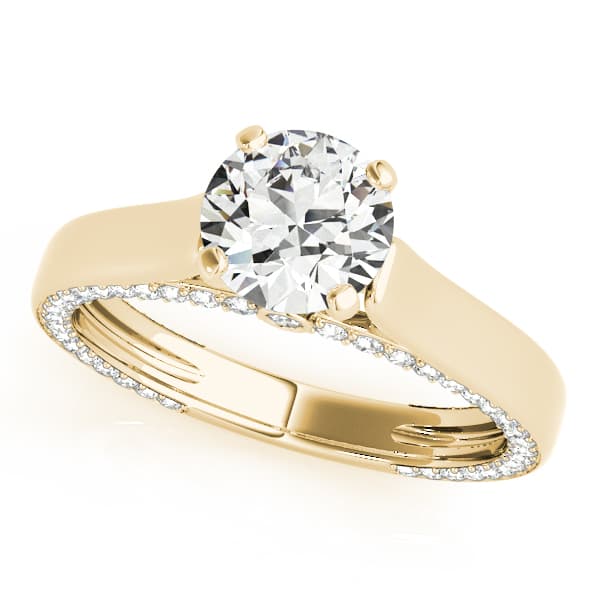 Accented Trellis Engagement Ring, style 84306, Front view in yellow gold