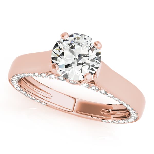 Accented Trellis Engagement Ring, style 84306, Front view in rose gold