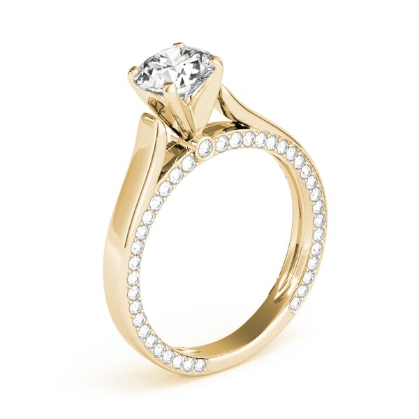 Accented Trellis Engagement Ring, style 84306, Angle view in yellow gold