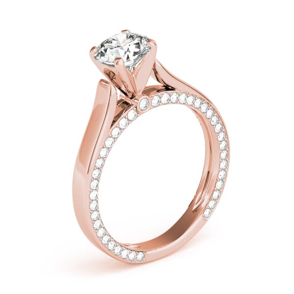 Accented Trellis Engagement Ring, style 84306, Angle view in rose gold