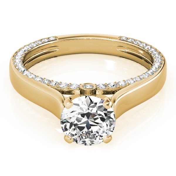 Accented Trellis Engagement Ring, style 84306, On hand view in yellow gold