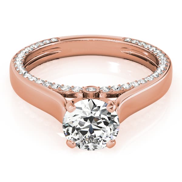 Accented Trellis Engagement Ring, style 84306, On hand view in rose gold